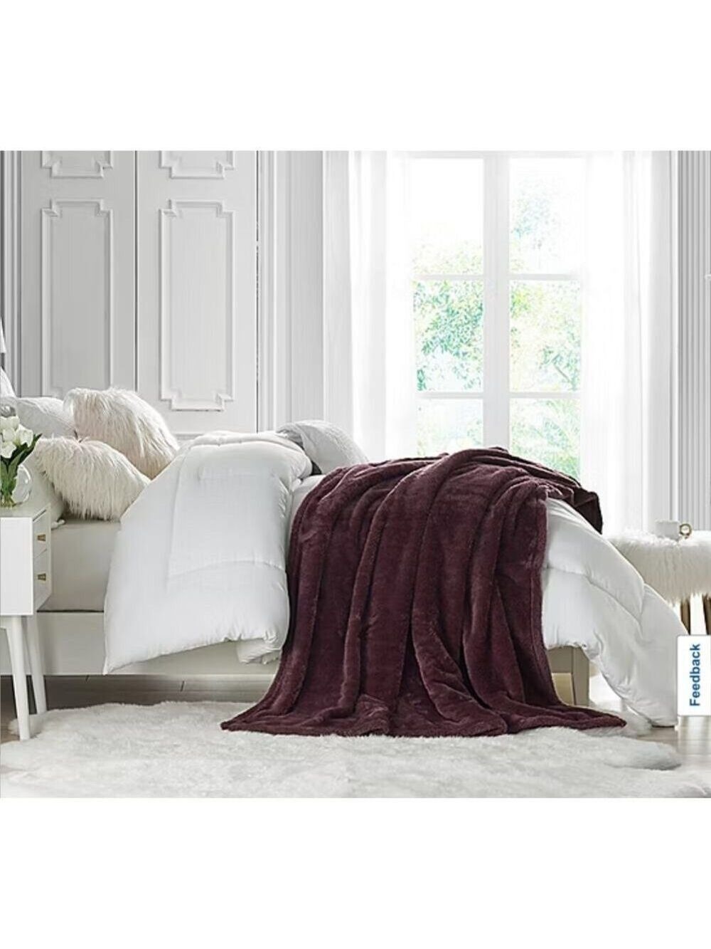 SWIFT HOME WINE FAUX FUR THROW BLANKET 60 X 70 - Picture 3 of 3